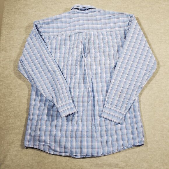 Wrangler Shirt Mens Large Blue Plaid Cowboy George Strait Collared Button Down - Picture 8 of 9